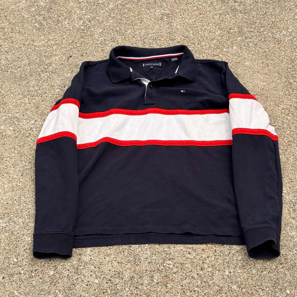 Tommy Hilfiger Long Sleeve Colorblock Polo Shirt Size Kids Large